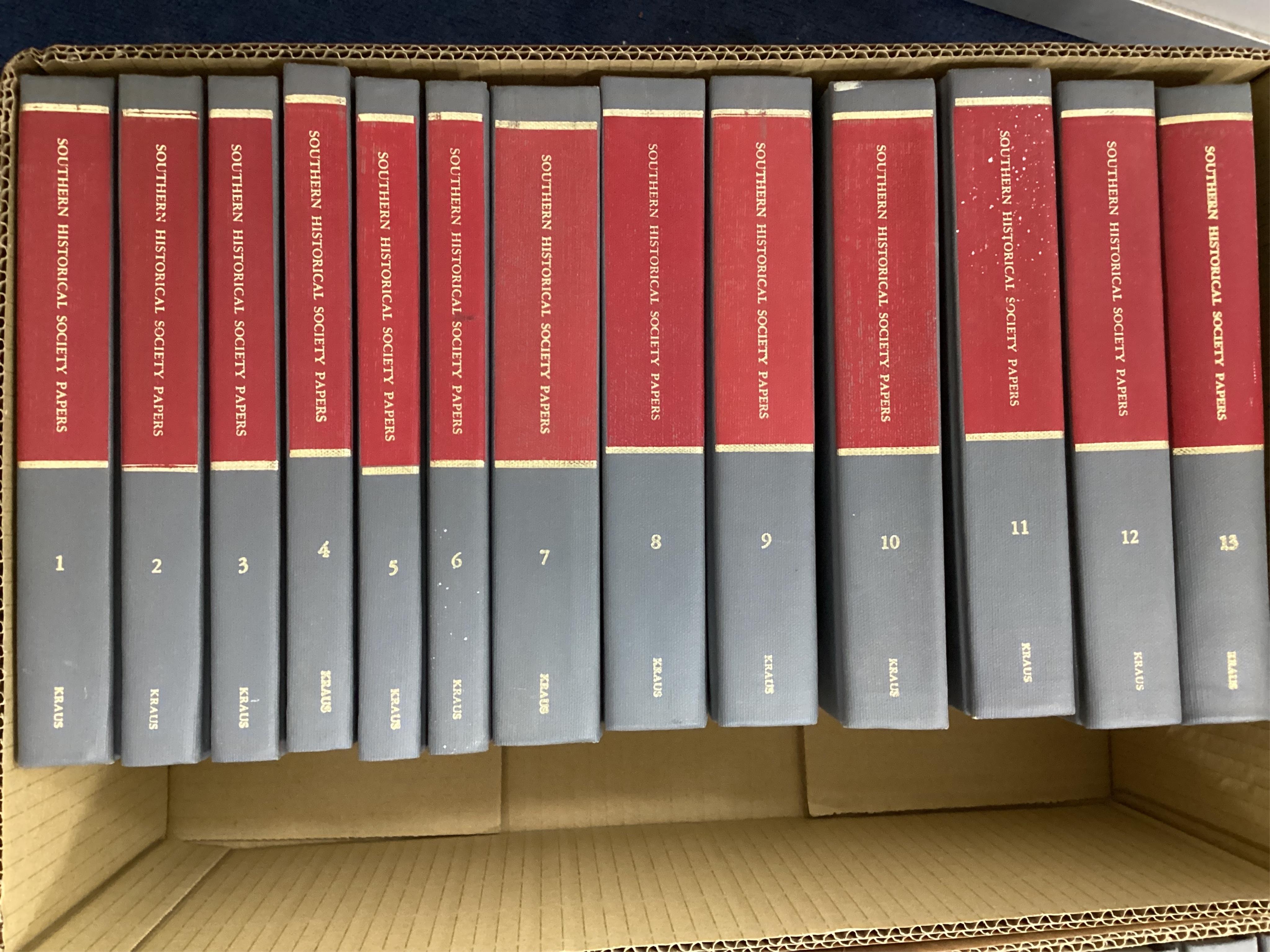 Southern Historical Papers ... reprint edition, 52 vols. original cloth with red labels. New York: Kraus Reprint Co., 1977